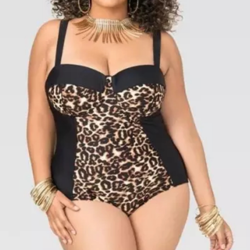 LAST ONE!! Sexy One Piece Swimsuit Leopard Women Plus Size 14